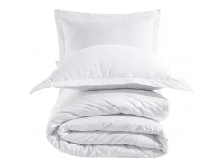 Juego de funda de edredón + 2 fundas de almohada 63x63cm de satén de algodón rayas blanco