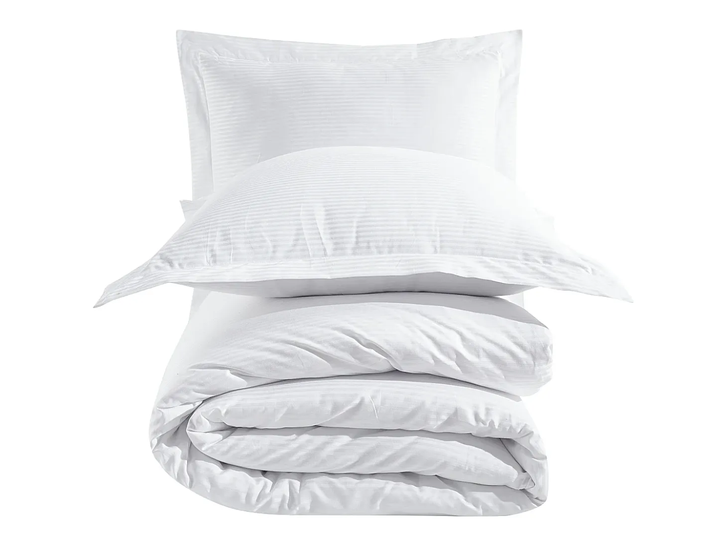 Juego de funda de edredón + 2 fundas de almohada 63x63cm de satén de algodón rayas blanco