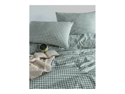 Juego de funda de edredón +funda de almohada 100% algodón "Vichy vert"