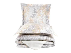 Juego de funda de edredón 240x220 cm+ 2 fundas de almohada 63x63cm de satén de algodón "Occale beige"