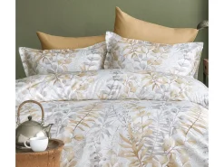 Juego de funda de edredón 240x220 cm+ 2 fundas de almohada 63x63cm de satén de algodón "Occale beige"