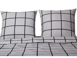 Juego de funda de edredón +funda de almohada 100% algodón "Carreaux gris""