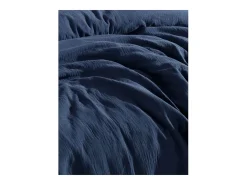 Juego de funda de edredón + 2 fundas de almohada de gasa de algodón-Azul marino
