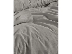 Juego de funda de edredón + 2 fundas de almohada de gasa de algodón-Gris