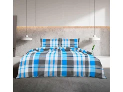 Juego de funda nórdica algodón azul y gris 135x200 cm ES932744