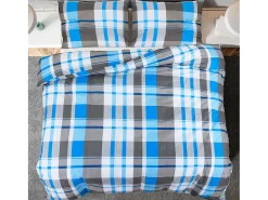 Juego de funda nórdica algodón azul y gris 135x200 cm ES932744