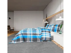 Juego de funda nórdica algodón azul y gris 200x200 cm ES490565