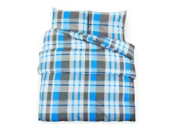 Juego de funda nórdica algodón azul y gris 200x200 cm ES490565