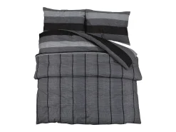 Juego de funda nórdica algodón gris oscuro 200x200 cm ES758165