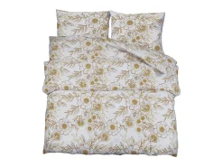 Juego de funda nórdica algodón blanco y marrón 200x200 cm ES755443