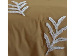 Juego de funda nórdica de algodón mostaza y blanco de 2 plazas