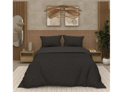 Juego de funda nórdica de microfibra 3D 240x220 cm GAIA negro, por Soleil d'Ocre