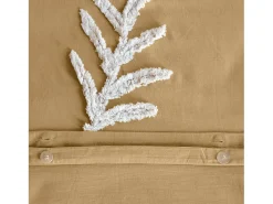 Juego de funda nórdica de algodón mostaza y blanco de 2 plazas