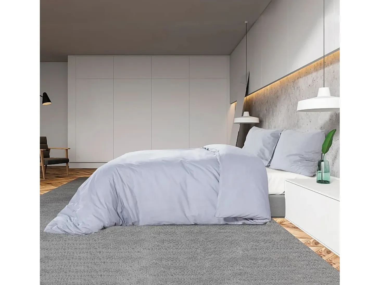 Juego de funda nórdica microfibra ligera gris 200x200 cm ES778028
