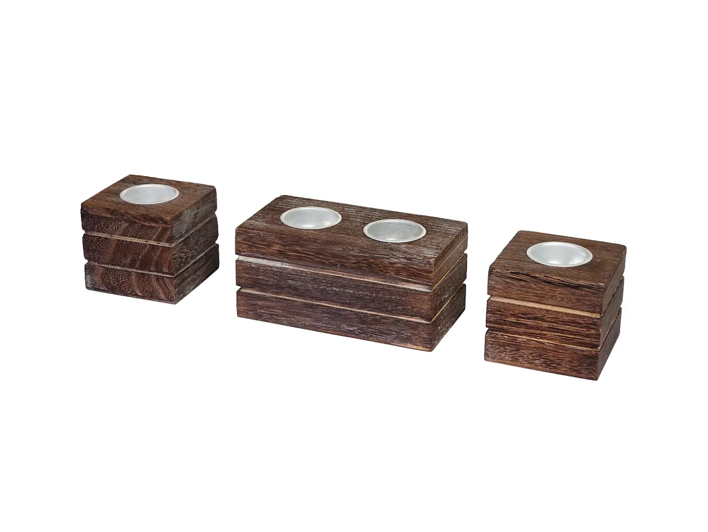 Juego de portavelas de té Tolve (3 piezas), marrón