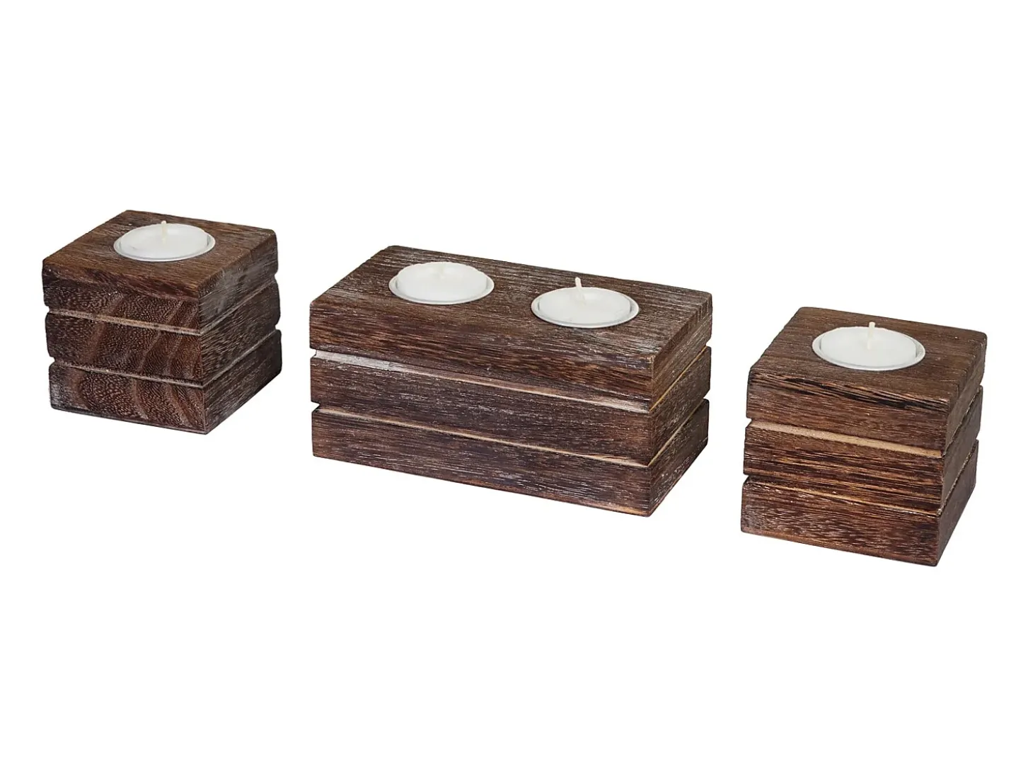 Juego de portavelas de té Tolve (3 piezas), marrón