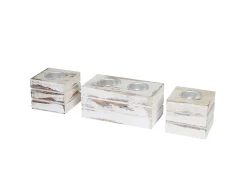 Juego de portavelas de té Tolve (3 piezas), blanco