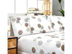 Juego de sábanas HONDARRIBIA 100% algodón orgánico gris 160x260 Cama 90