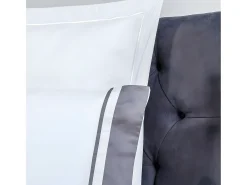 Juego de sábanas satén algodón egipcio 300 blanco gris Cama 180