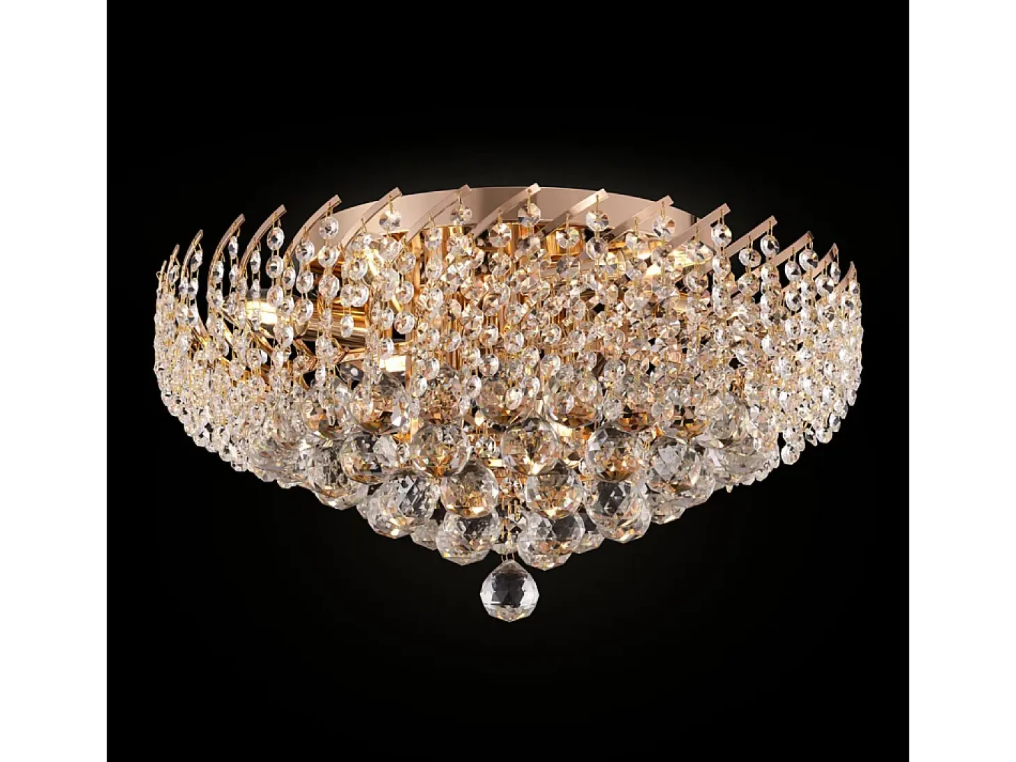 Karolina Plafón Semi Empotrado Oro & Cristal, 9 Luces, E14