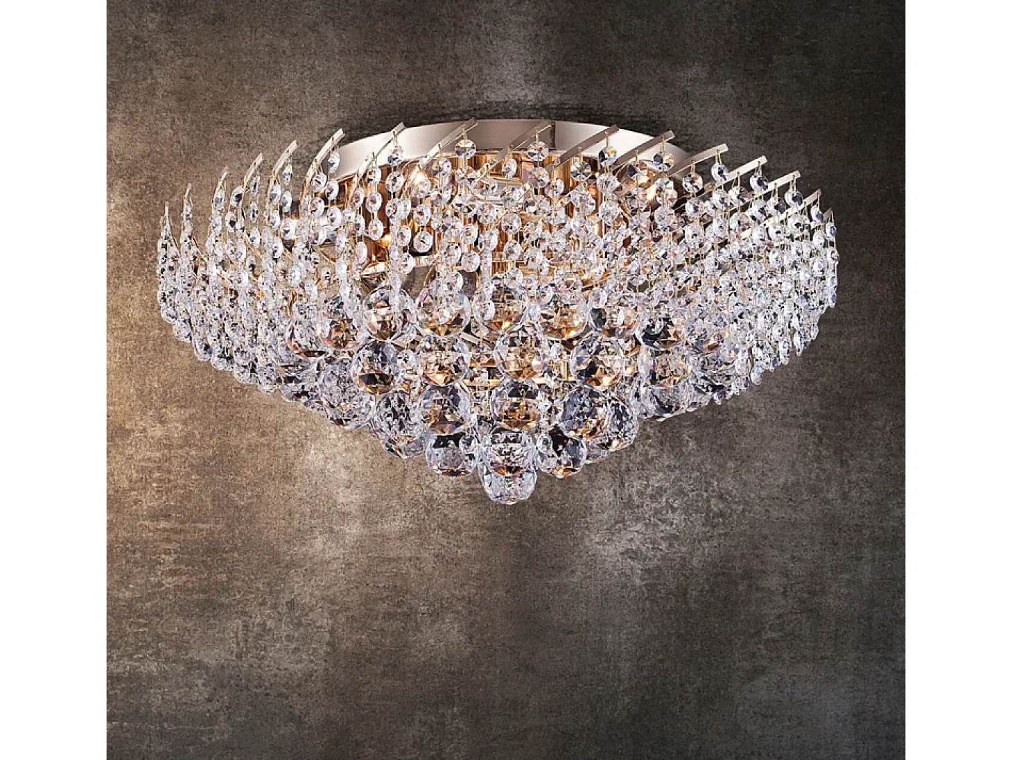 Karolina Plafón Semi Empotrado Oro & Cristal, 9 Luces, E14