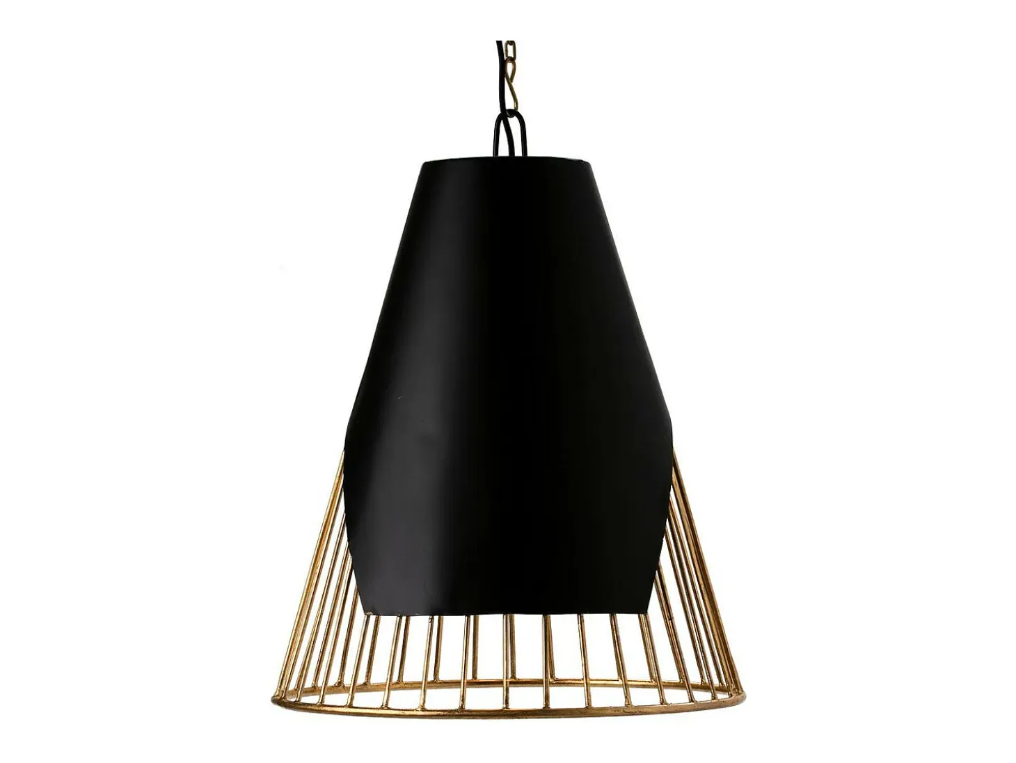 Konik lámpara colgante de metal negro y dorado D 52 x H 69 cm