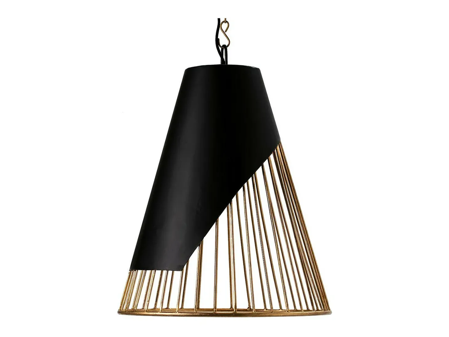 Konik lámpara colgante de metal negro y dorado D 52 x H 69 cm