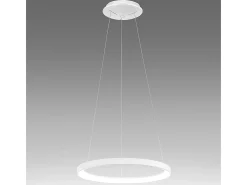 Krizia - Lámpara colgante LED regulable 30W - 2300lm, luz cálida 3000K, aro blanco mate, difusor acrílico, d. 40cm, IP20