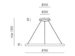 Krizia - Lámpara colgante LED regulable 60W - 4800lm, luz cálida 3000K, aro oro cepillado, difusor opal, d.80 cm, IP20