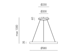 Krizia - Lámpara colgante LED regulable 50W - 2900lm, luz cálida 3000K, aro blanco mate, difusor opal, d. 60cm, IP20