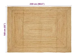 Kylva Alfombra de yute tejida a mano natural 160x230 cm