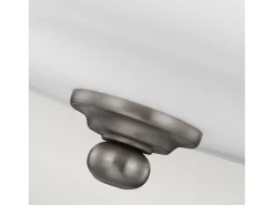 Lampada a Soffitto 4 Luci Rama In Acciaio Nero A Bracci Curvi E Sfere In Vetro Opalino