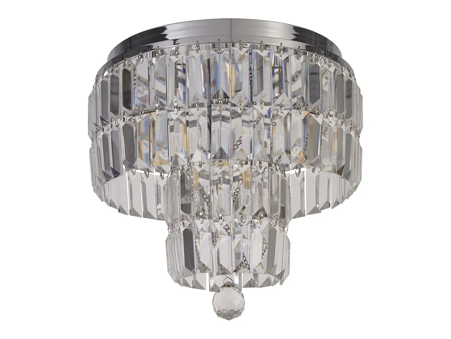 Lampada a Soffitto Classica Impero Acciaio Cromo Vetro Trasparente 4 Luci E14