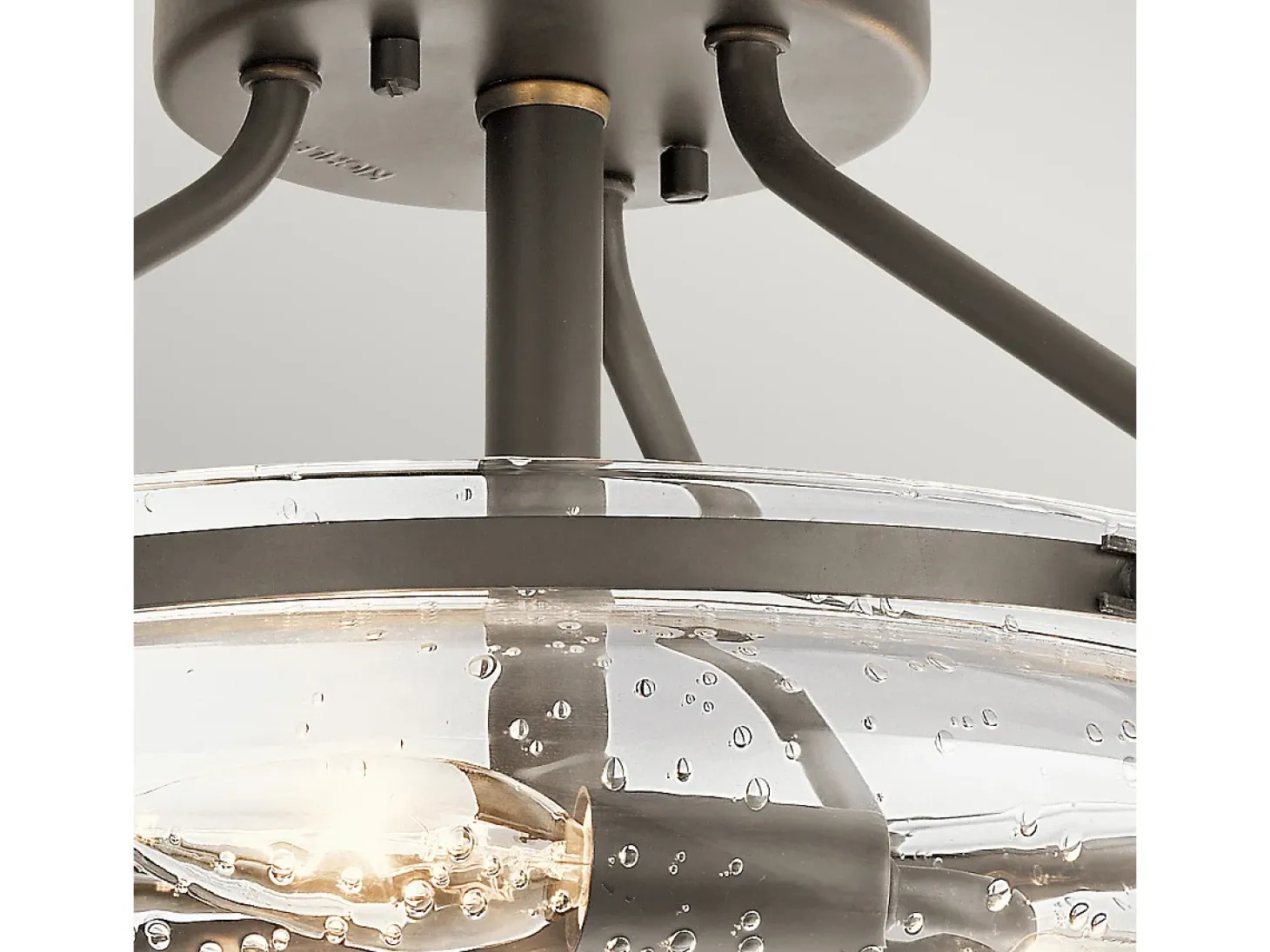 Lampada A Soffitto Contemporanea Belle Acciaio Bronzo Antico Vetro 3 Luci E14