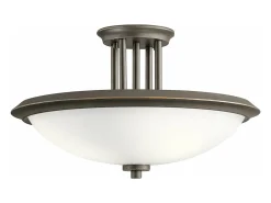 Lampada A Soffitto Contemporanea Dreyfus Acciaio Bronzo Antico Vetro 3 Luci E27