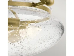 Lampada A Soffitto Contemporanea Belle Acciaio Ottone Spazzolato Vetro 3 Luci E14