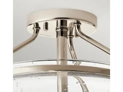 Lampada A Soffitto Contemporanea Belle Acciaio Nichel Lucido Vetro 3 Luci E14