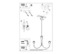 Lampada a sospensione a 5 bracci multi-braccio nera 5x E27 Lámpara colgante Multi Arm 5 brazos Negro 5x E27