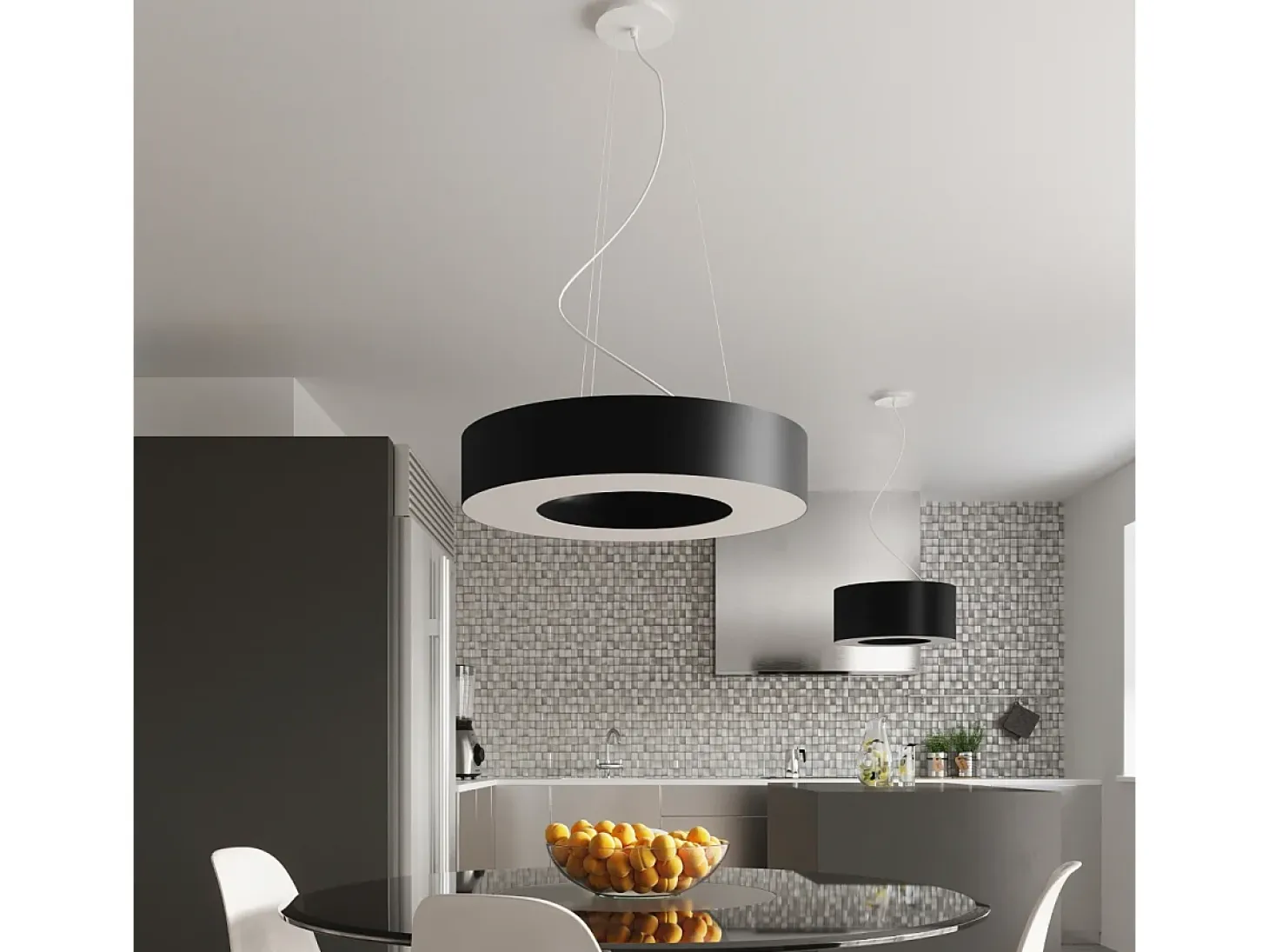 Lampada a Sospensione Cilindrica Nera 70cm E27 Lámpara colgante cilíndrica Negra 70cm E27