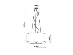 Lampada a Sospensione Cilindrica Nera 60cm E27 Lámpara colgante cilíndrica Negra 60cm E27