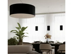 Lampada a Sospensione Cilindrica Nera 60cm E27 Lámpara colgante cilíndrica Negra 60cm E27