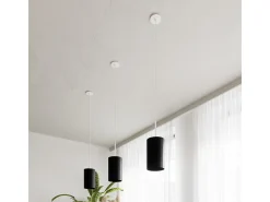 Lampada a Sospensione Cilindrica Nera 60cm E27 Lámpara colgante cilíndrica Negra 60cm E27