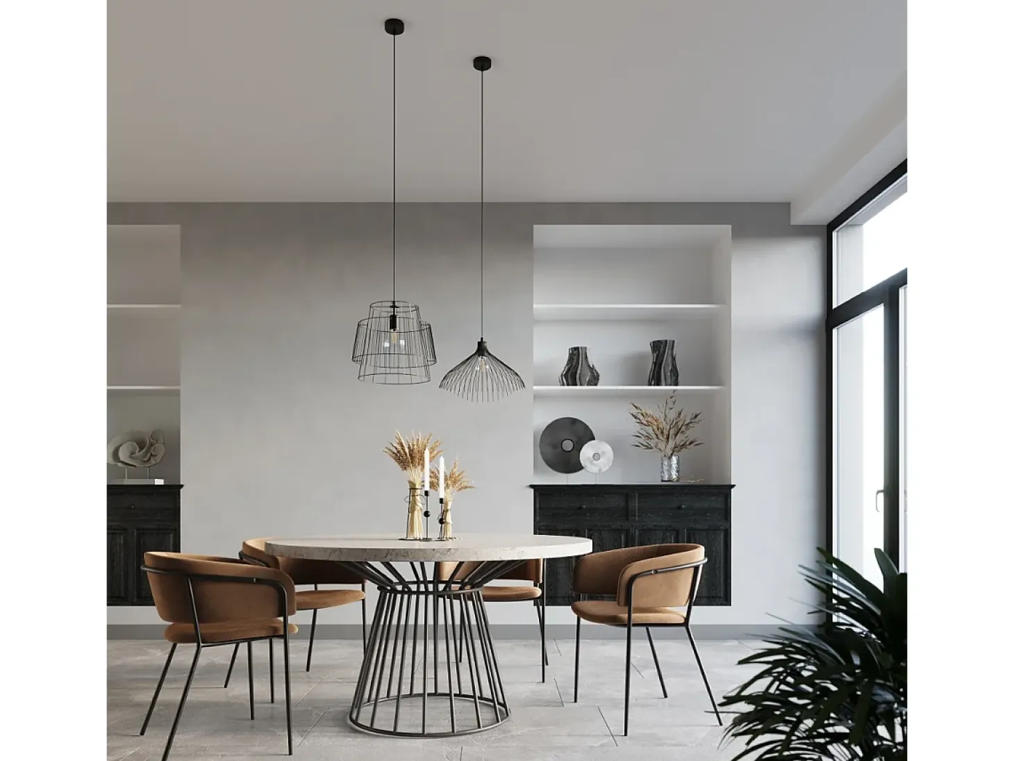 Lampada a sospensione con struttura a due fili nera E27 Lámpara colgante Twin Wire Frame Negro E27