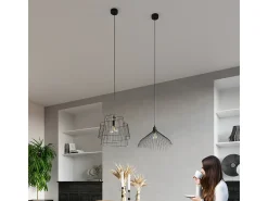 Lampada a sospensione con struttura a due fili nera E27 Lámpara colgante Twin Wire Frame Negro E27