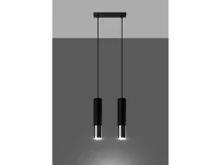 Lampada a sospensione doppia nera, cromata GU10 Lámpara colgante Twin, Negro, Cromo GU10