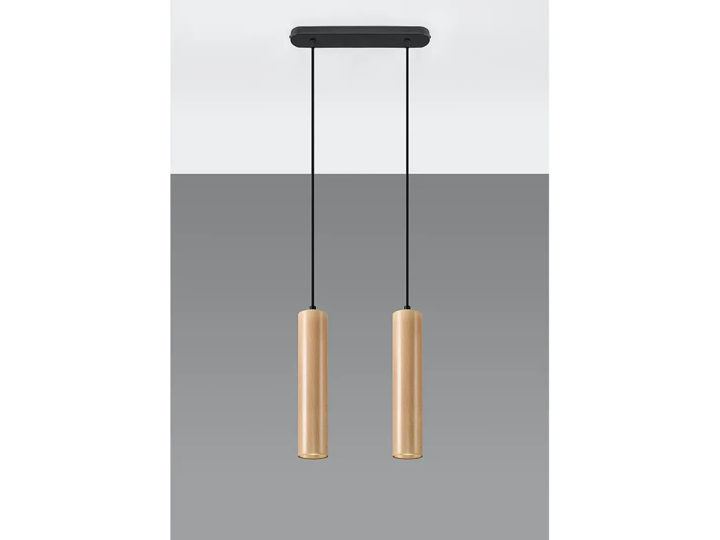 Lampada a sospensione doppia in legno naturale GU10 Lámpara colgante Twin de madera natural GU10