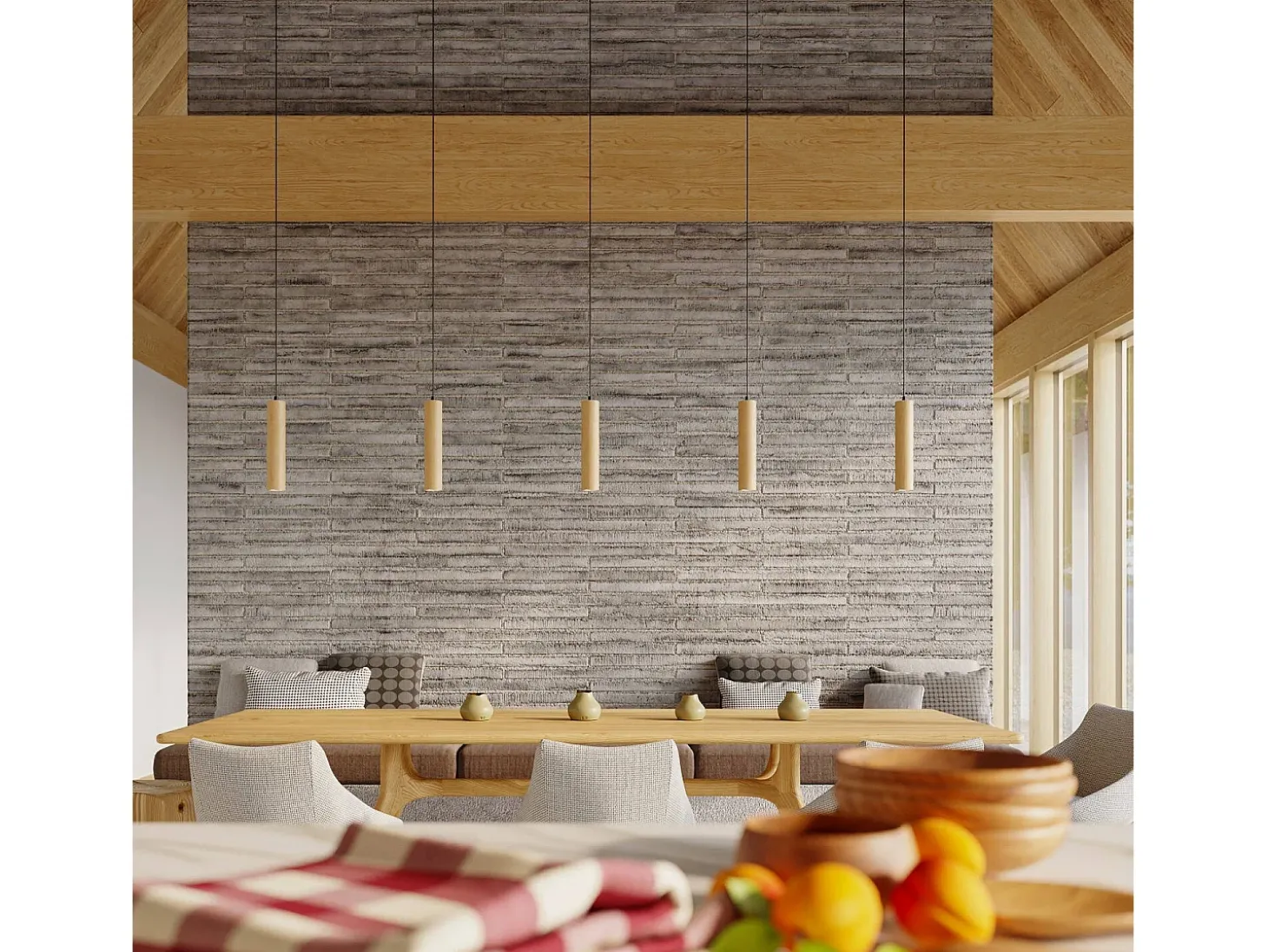 Lampada a sospensione doppia in legno naturale GU10 Lámpara colgante Twin de madera natural GU10