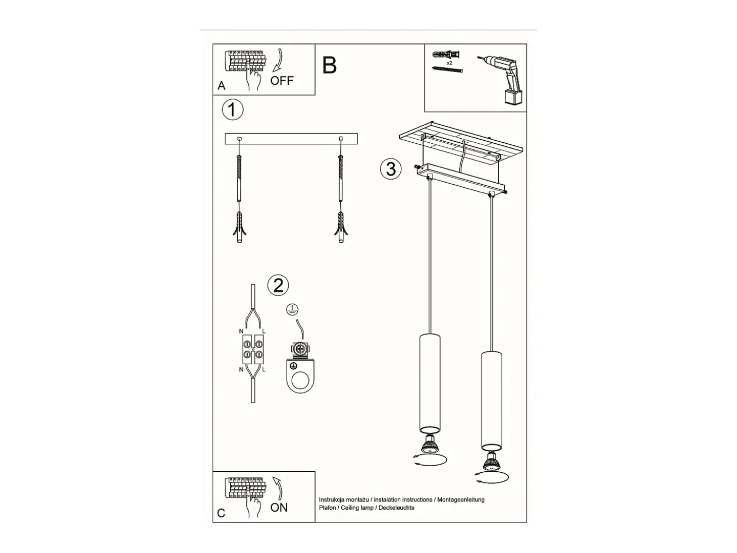 Lampada a sospensione doppia in legno naturale GU10 Lámpara colgante Twin de madera natural GU10