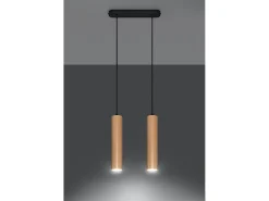 Lampada a sospensione doppia in legno naturale GU10 Lámpara colgante Twin de madera natural GU10