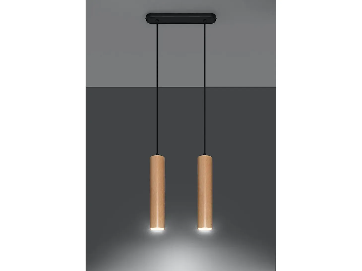 Lampada a sospensione doppia in legno naturale GU10 Lámpara colgante Twin de madera natural GU10